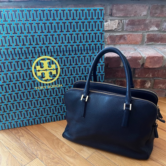 Tory Burch Navy Thea Triple-Zip Satchel - Picture 2 of 15